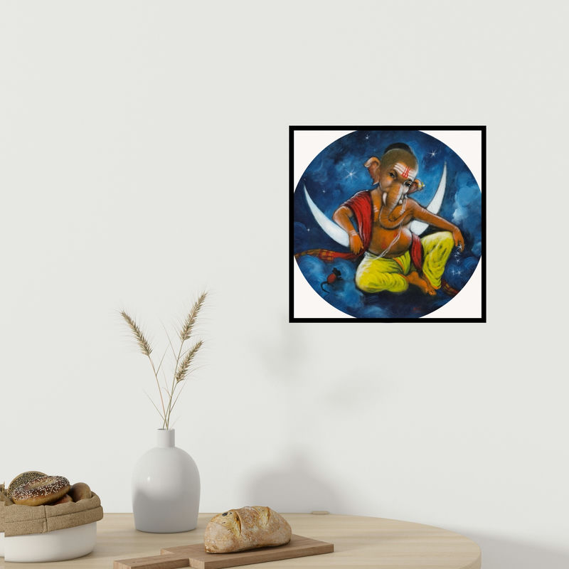 In-situ view of Apet Pramod's 'Ganesha 2 (Ganesha Cosmic Meditation)' painting in a room