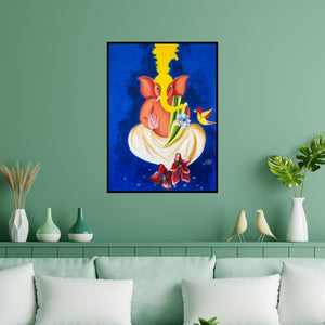 In-situ view of Deepali Mundra's 'Ganesha' painting in a room