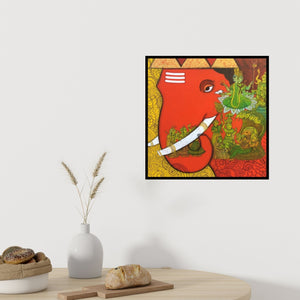 In-situ view of Mukesh Diliprao Hattarge's 'Ganesha (Ganesha with Deities)' painting in a room