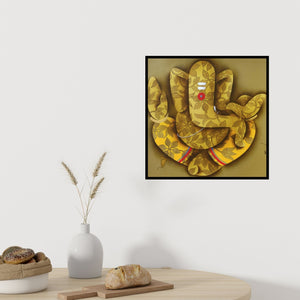 In-situ view of Paras Parmar's 'Ganesha (Golden Ganesha)' painting in a room