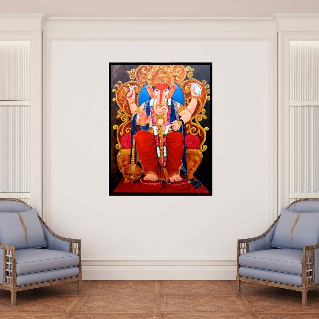 In-situ view of Arjun Das's 'Ganesha (Ganesha)' painting in a room