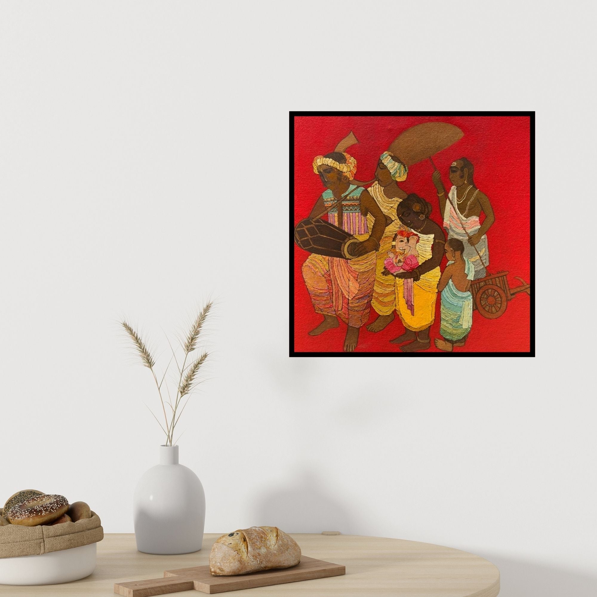 In-situ view of Siddharth Shingade's 'Ganesha (Ganesha Procession)' painting in a room