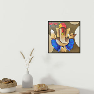 In-situ view of Paras Parmar's 'Ganesha 8 (Geometric Ganesha)' painting in a room