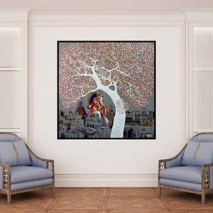 In-situ view of Bhaskar Rao's 'Ganesha (Urban Oasis)' painting in a room