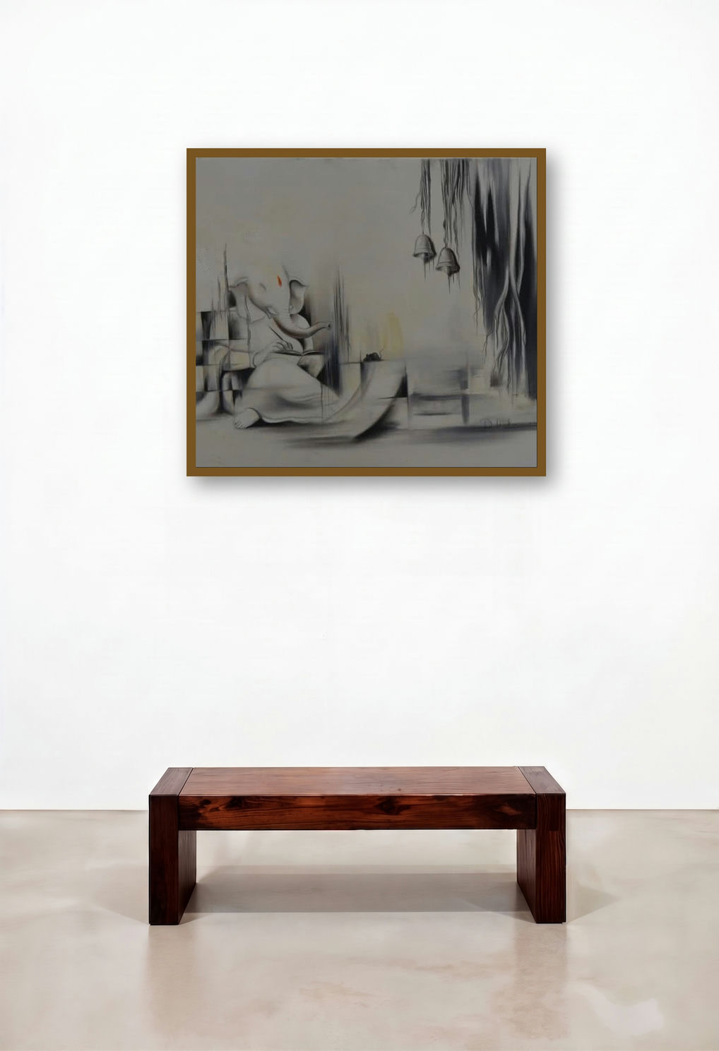 Ganesha Anantachidrupamayam (Serene Ganesha) by artist Durshit Bhaskar displayed in a Modern Bedroom