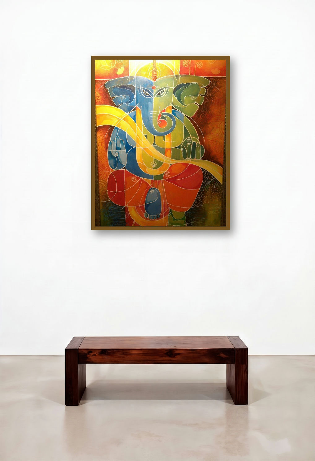 Ganesha I (Ganesha's Presence) by artist Pradip Goswami displayed in a Modern Study