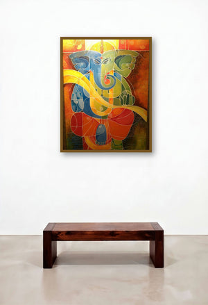 Ganesha I (Ganesha's Presence) by artist Pradip Goswami displayed in a Modern Study