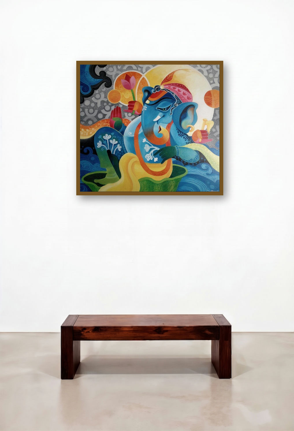 Ganesha Ii (Ganesha's Serenity) by artist Pradip Goswami displayed in a Contemporary Study
