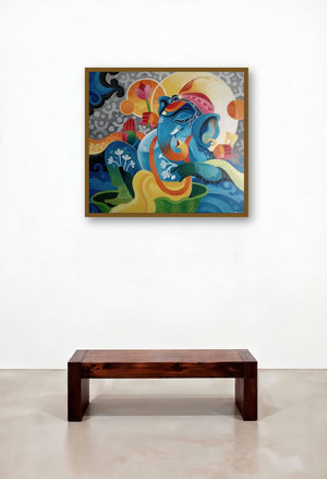Ganesha Ii (Ganesha's Serenity) by artist Pradip Goswami displayed in a Contemporary Study