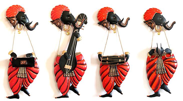Lifestyle craft titled 'Ganesha Music', 14x7 inches, by artist Nitesh on Wrought Iron