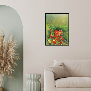 In-situ view of M Singh's 'Ganesha Playing Instrument I (Musical Meditation)' painting in a room