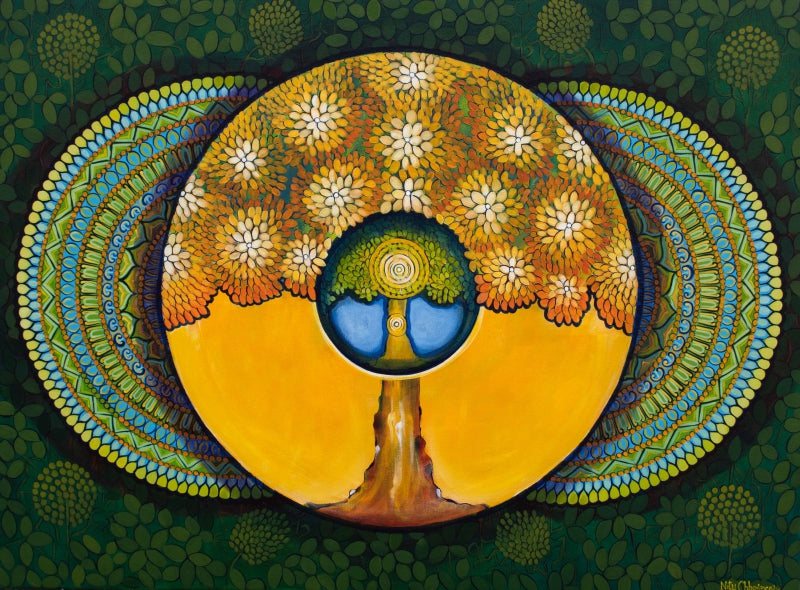 Garden Of Love' nature acrylic painting by artist Nitu Chhajer, 36x48 inch, on canvas