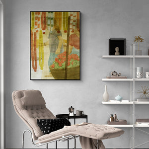 In-situ view of Gulab Kapadiya's 'Garlands' painting in a room