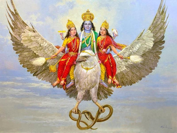 Garuda The Divine Vahana Of Lord Vishnu by Vasudeo Kamath | ArtZolo.com