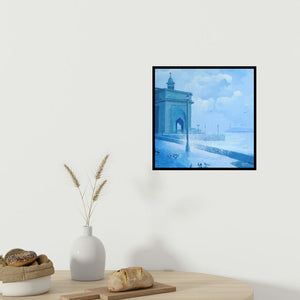 In-situ view of Mansing Jadhav's 'Gateway (Gateway to India)' painting in a room