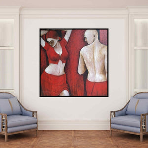 In-situ view of Asit Kumar Patnaik's 'The Gaze' painting in a room