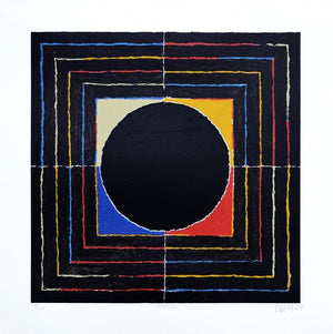 Abstract serigraphs painting titled 'Genesis', 20x20 inches, by artist S. H. Raza on Paper