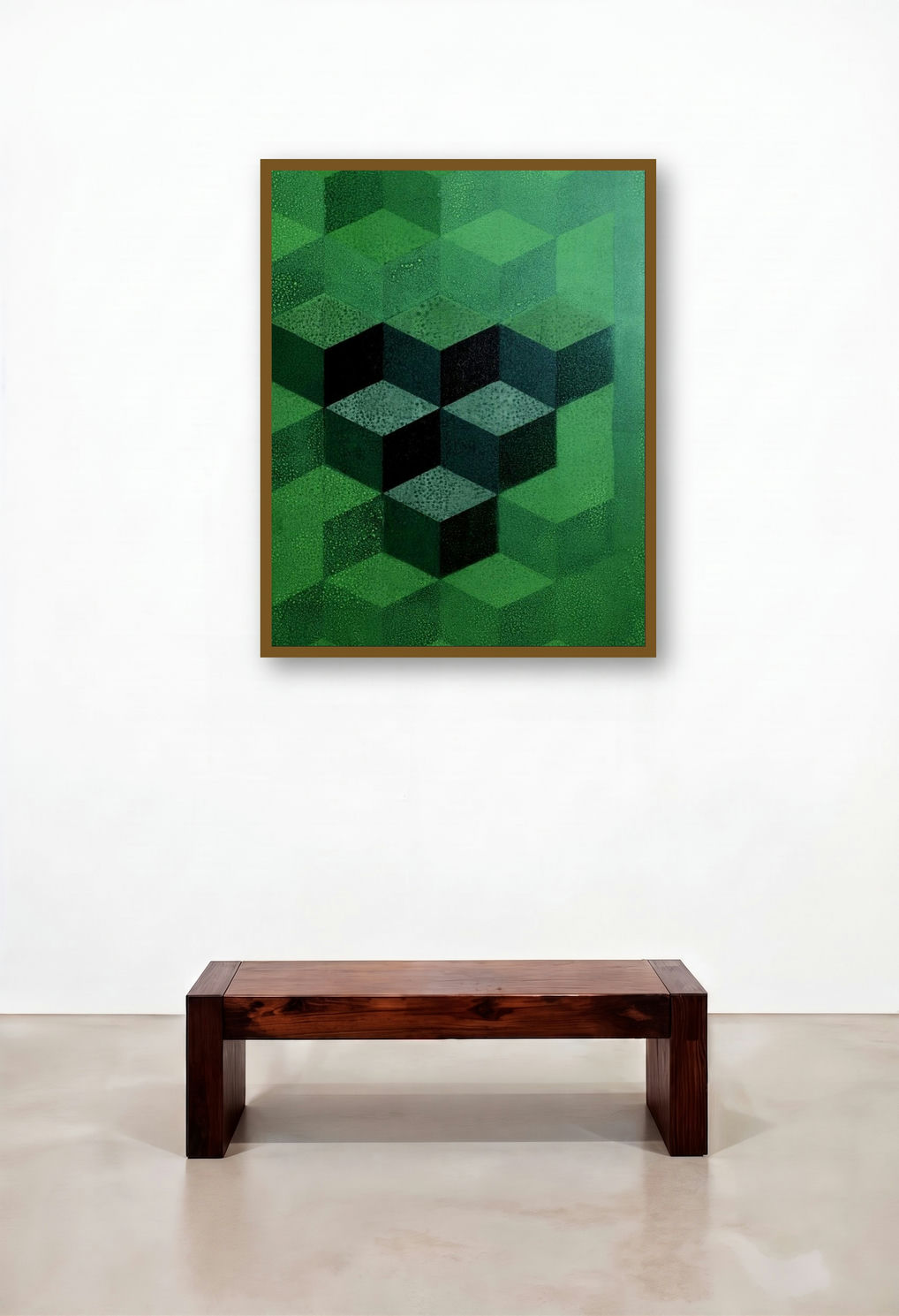 Geometric Patterns (Emergence) by artist Ns Art displayed in a Japandi Penthouse