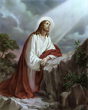 Gethsemane 3 by Ns Art, Print Acrylic Religious Painting on Canvas, X-Small Vertical Wall Art