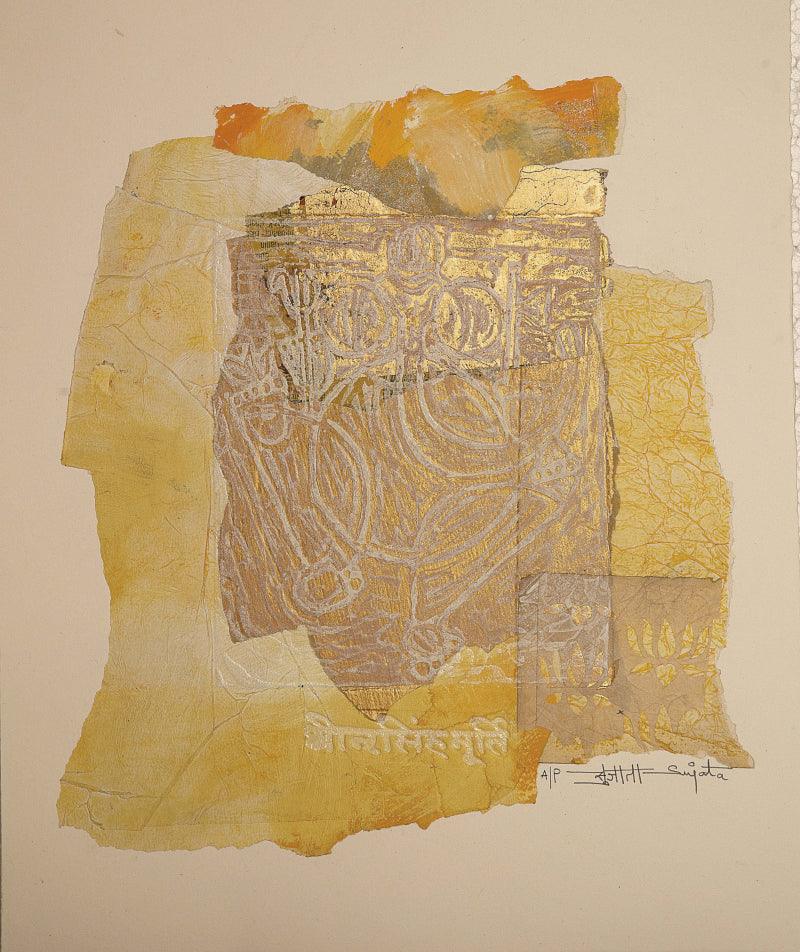 Religious printmaking titled 'Ghirini', 16x14 inches, by artist Sujata Bajaj on Paper