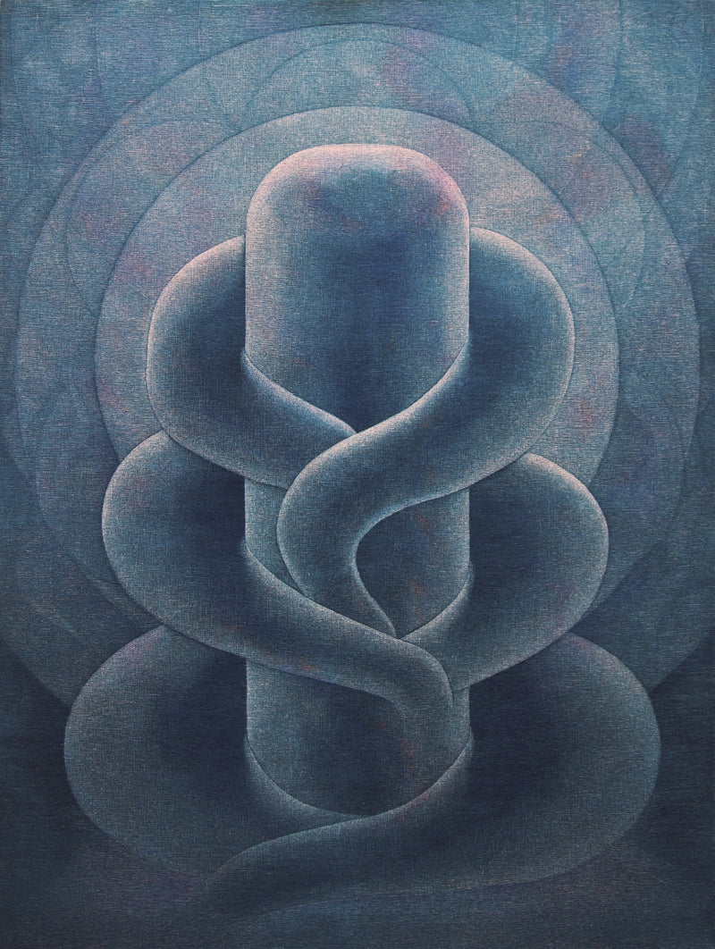 Girisham Ganesham' religious oil painting by artist Hanumanth Devulapalli, 48x36 inch, on canvas