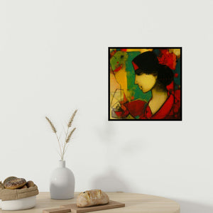 In-situ view of Sachin Sagare's 'The Girl' painting in a room