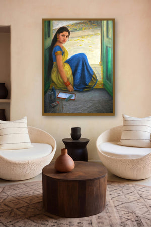 Girl Dressing Up (Divine Melody) by artist Vishalandra Dakur displayed in a Designer gallery