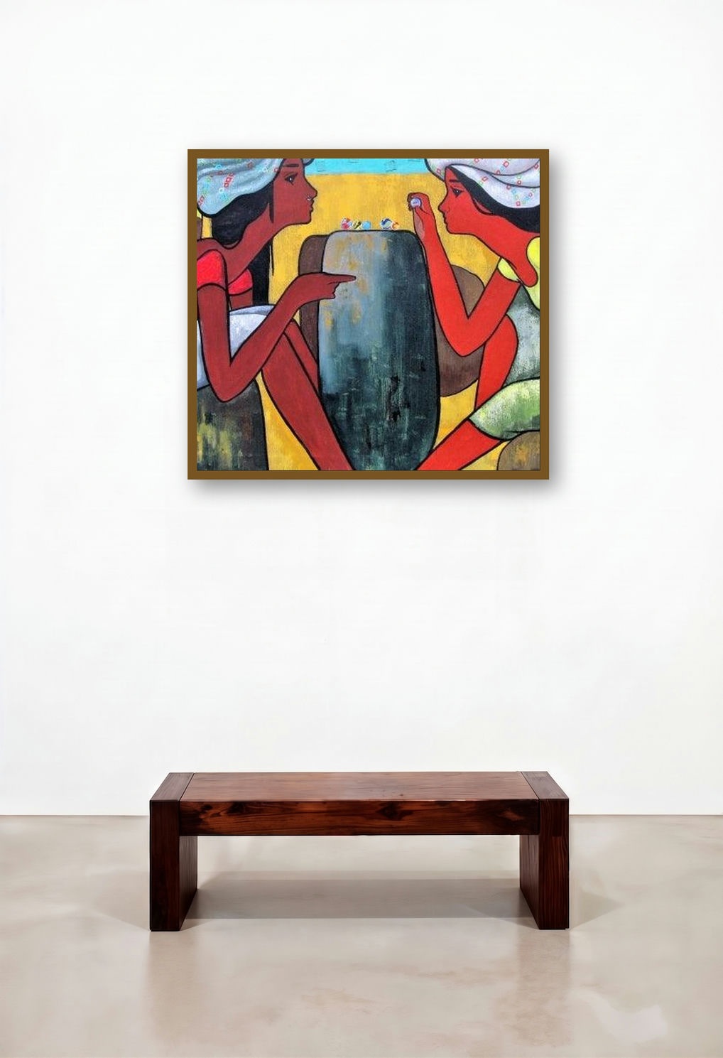 Girls Playing Marbles 3 by artist Suruchi Jamkar displayed in a Elegant Lounge