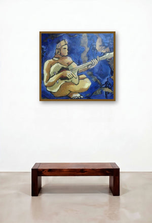 Gittar Player (Strings of Harmony) by artist Chaitan Bhosale displayed in a Transitional Dining Room