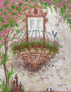 Glory (Spring Awakening) by Shilpi Singh Patel, Original Oil Landscape Painting on Canvas, Medium Vertical Wall Art