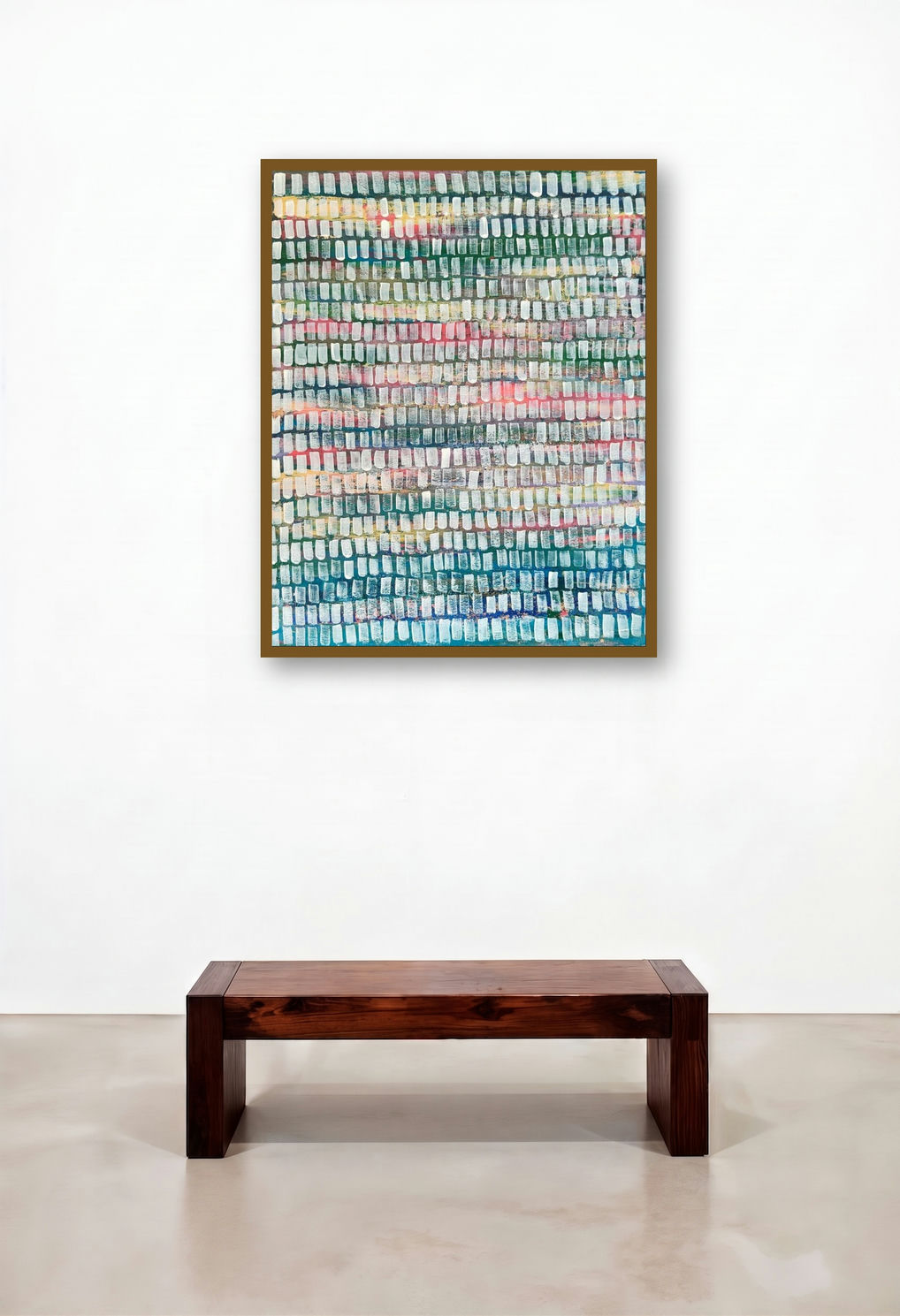 Glowing Evening (Rhythmic Echoes) by artist Ketki Fadnis displayed in a Coastal Foyer
