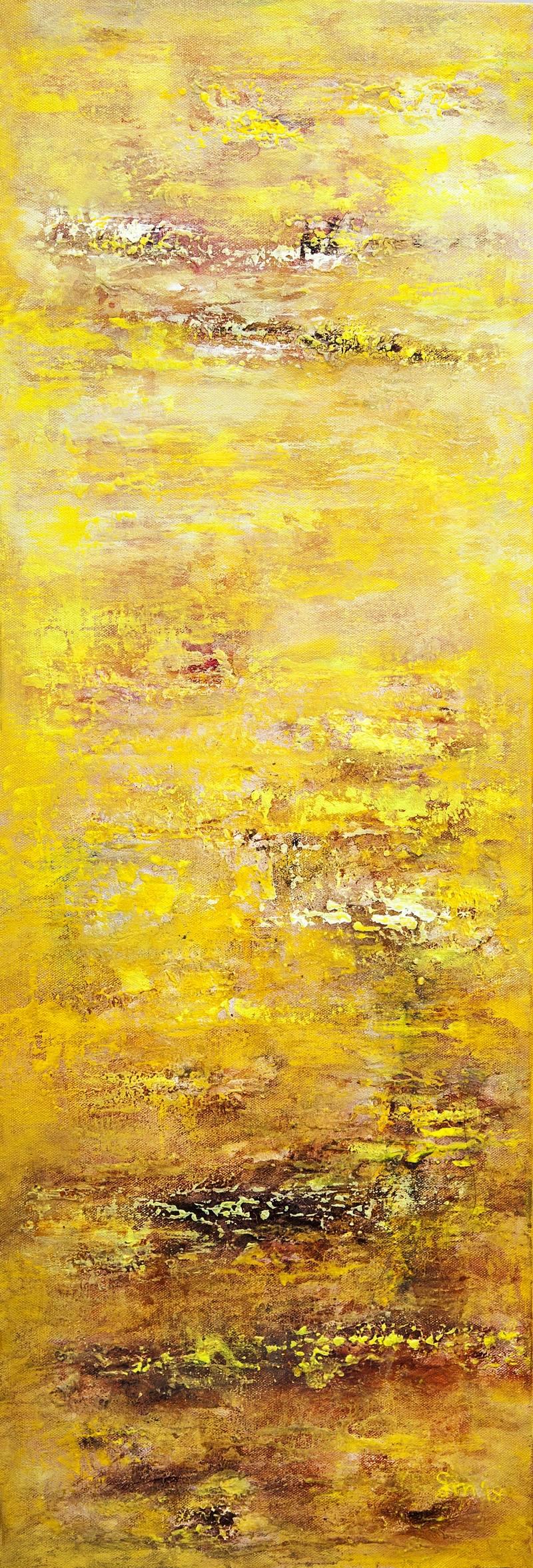 Abstract acrylic oil painting titled 'Gm006', 36x12 inches, by artist Goutam Mukherjee on Canvas