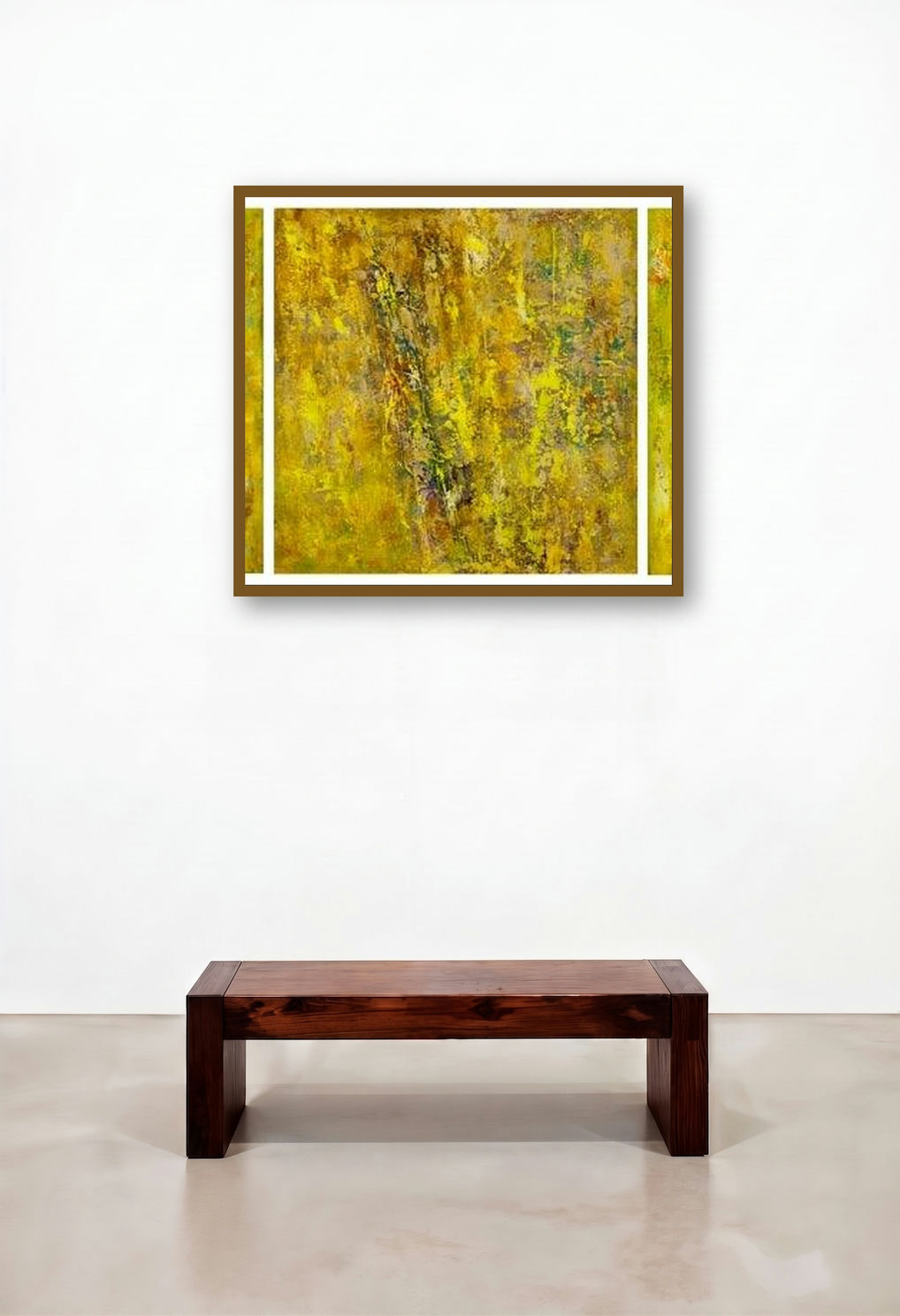 Gm012 (Golden Field Triptych) by artist Goutam Mukherjee displayed in a Scandinavian Living Room