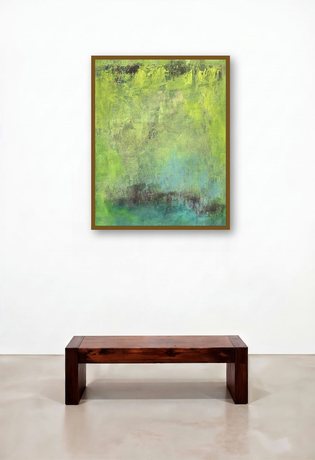 Gm016 (Green Harmony) by artist Goutam Mukherjee displayed in a Designer Library