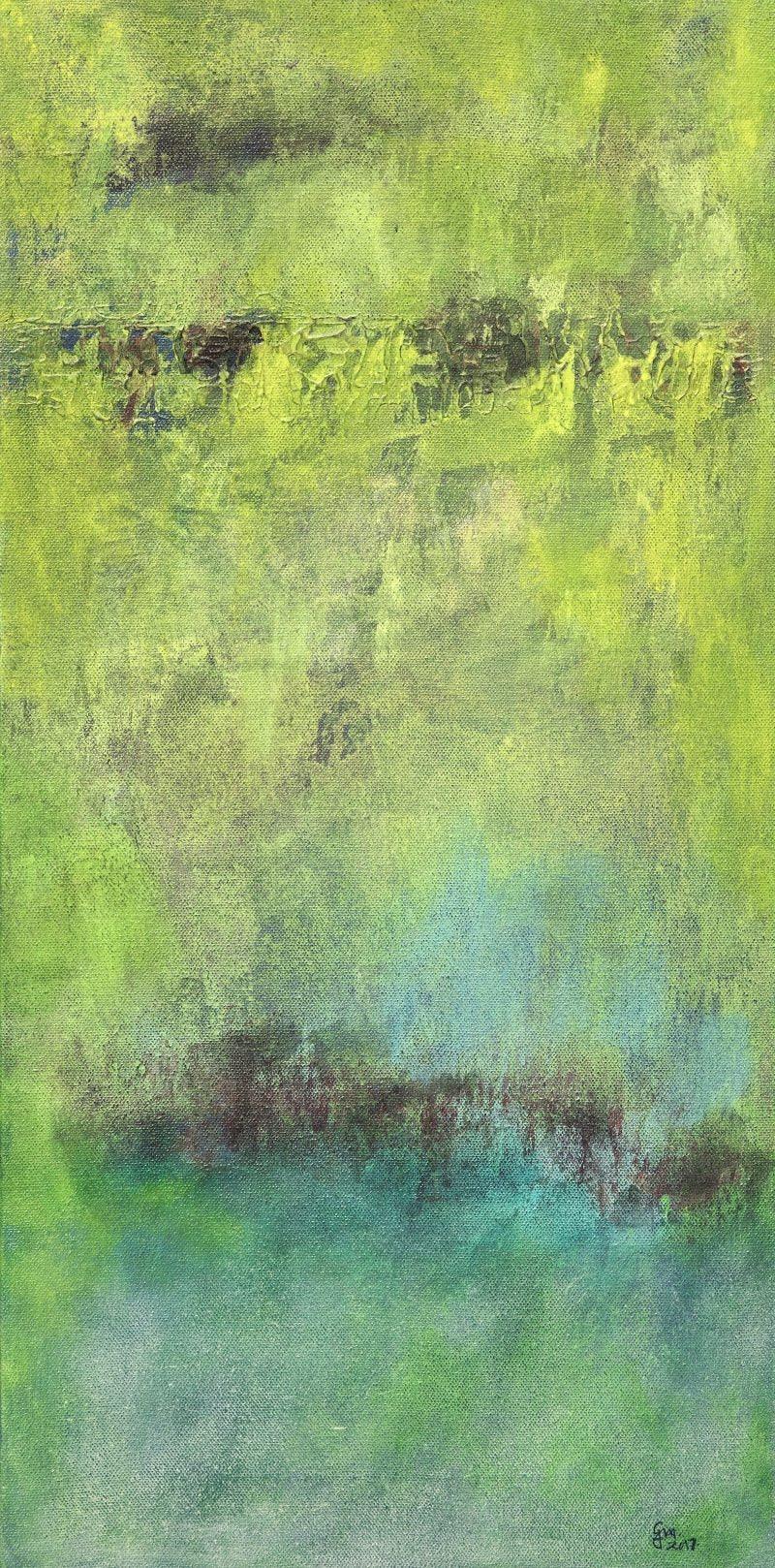 Abstract acrylic painting titled 'Gm016', 24x12 inches, by artist Goutam Mukherjee on Canvas