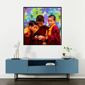 'Gnosis 15' painting by Umakant Tawde shown on a wall in a furnished room.