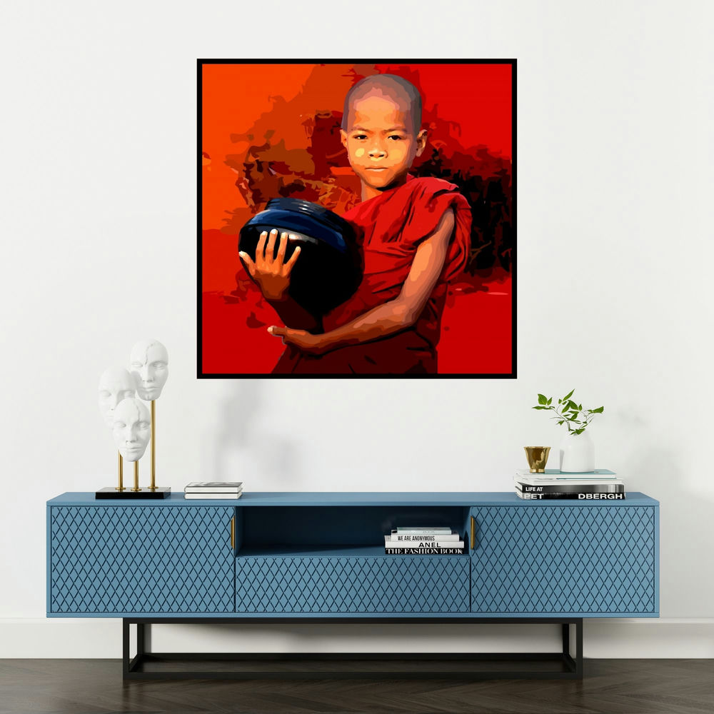 'Gnosis 2' painting by Umakant Tawde shown on a wall in a furnished room.