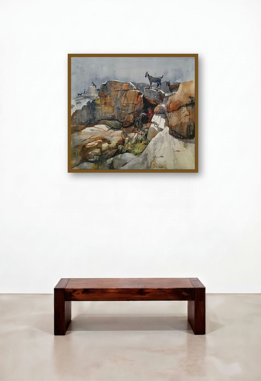 Goats On The Rock (Untitled)