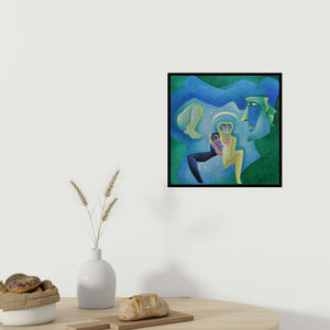 In-situ view of Vandana Rakesh's 'God And Lord (The Embrace)' painting in a room