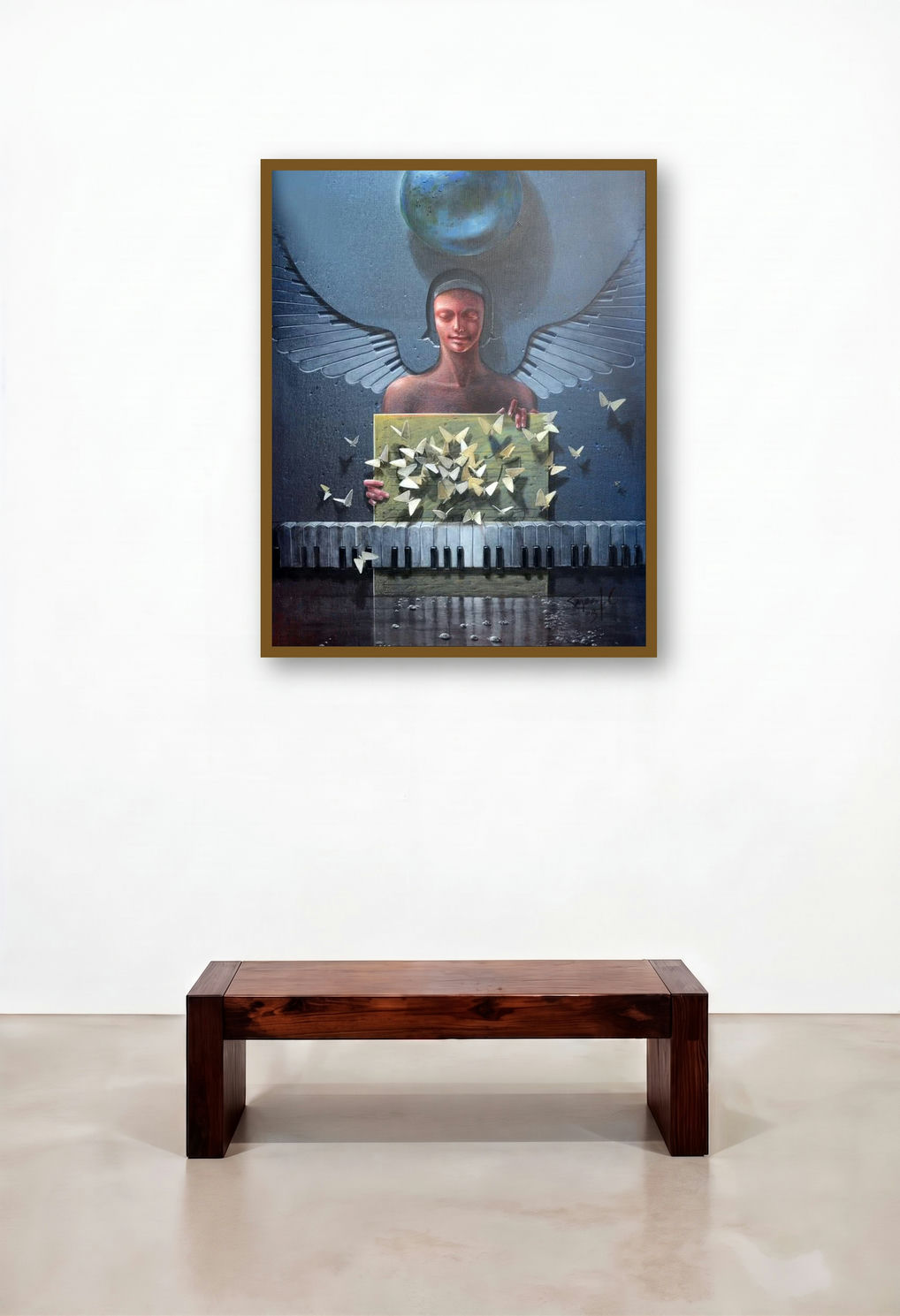 God Never Lies by artist Gopal Chowdhury displayed in a Minimalist Study