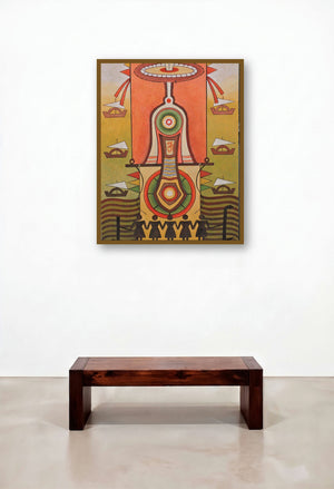 God1 (The Ascent) by artist Binay Polley displayed in a Modern Library
