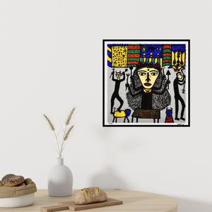 In-situ view of Madhvi Parekh's 'Goddess (Powerful Goddess) (Devi)' painting in a room