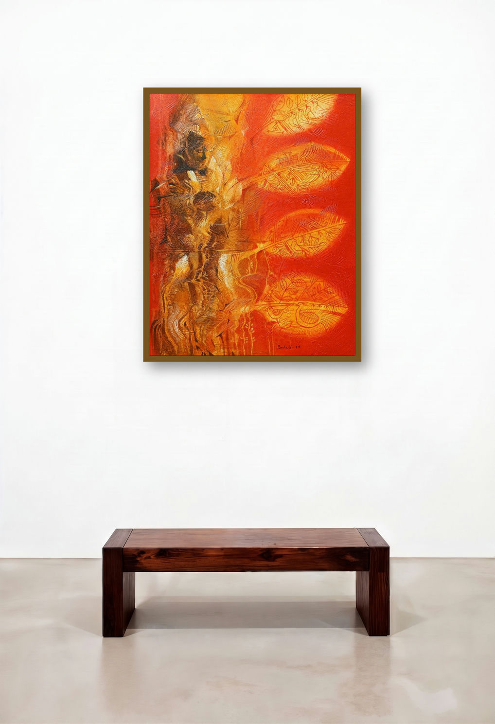 Goddess Of Nature (Inner Bloom) by artist Balaji Ubale displayed in a Designer Family Room