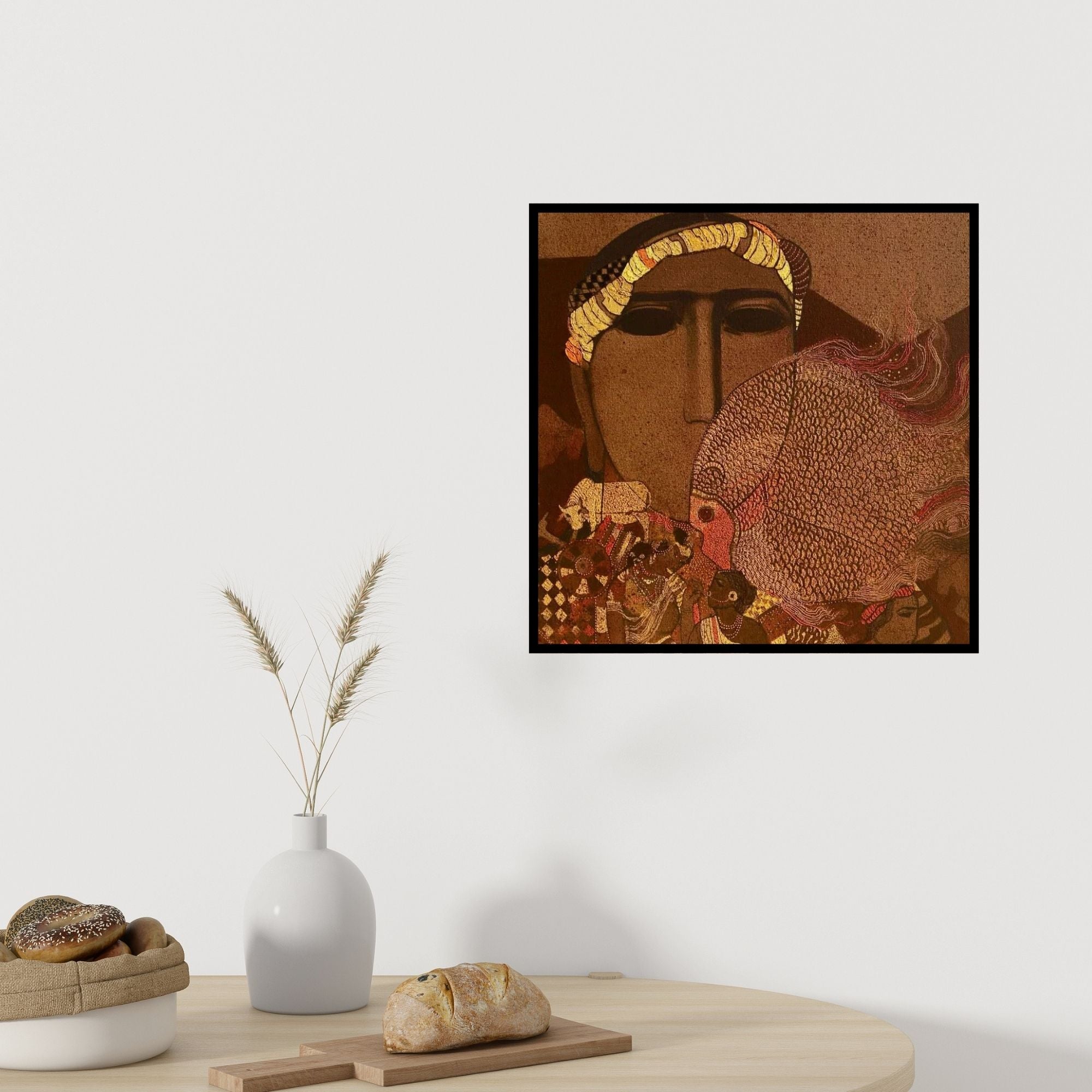 In-situ view of Siddharth Shingade's 'Gold Fish 1' painting in a room