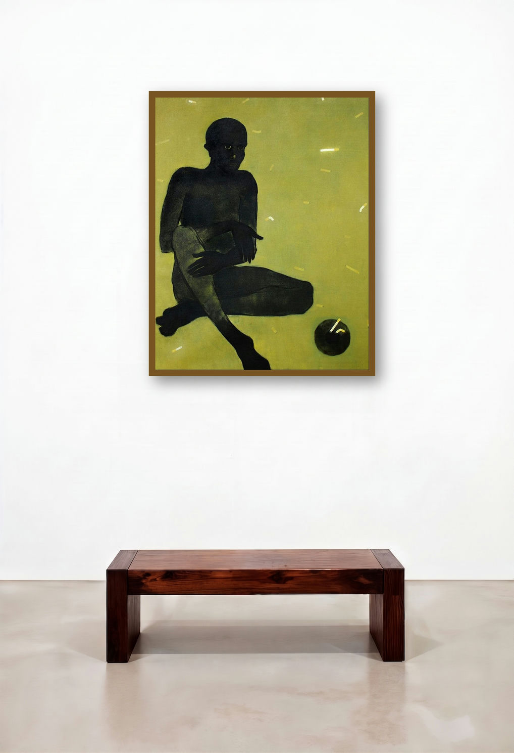 Golden Cigar (Contemplation) by artist Ritesh Warambhe displayed in a Industrial Hotel Lobby