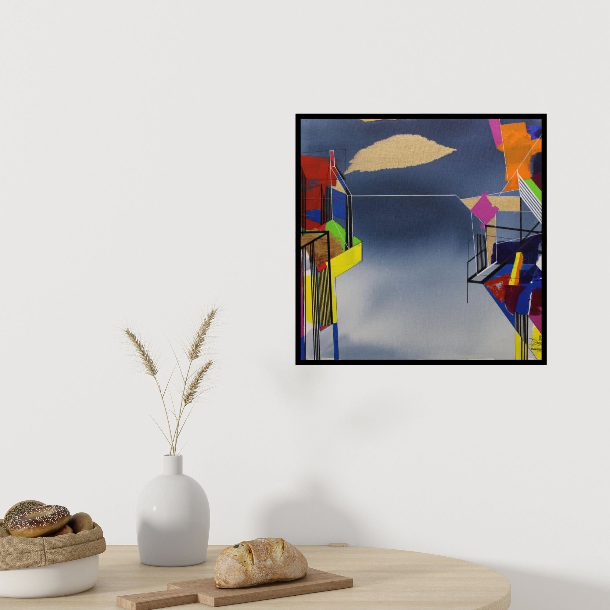 In-situ view of Prabhinder Lall's 'Golden Cloud 3' painting in a room