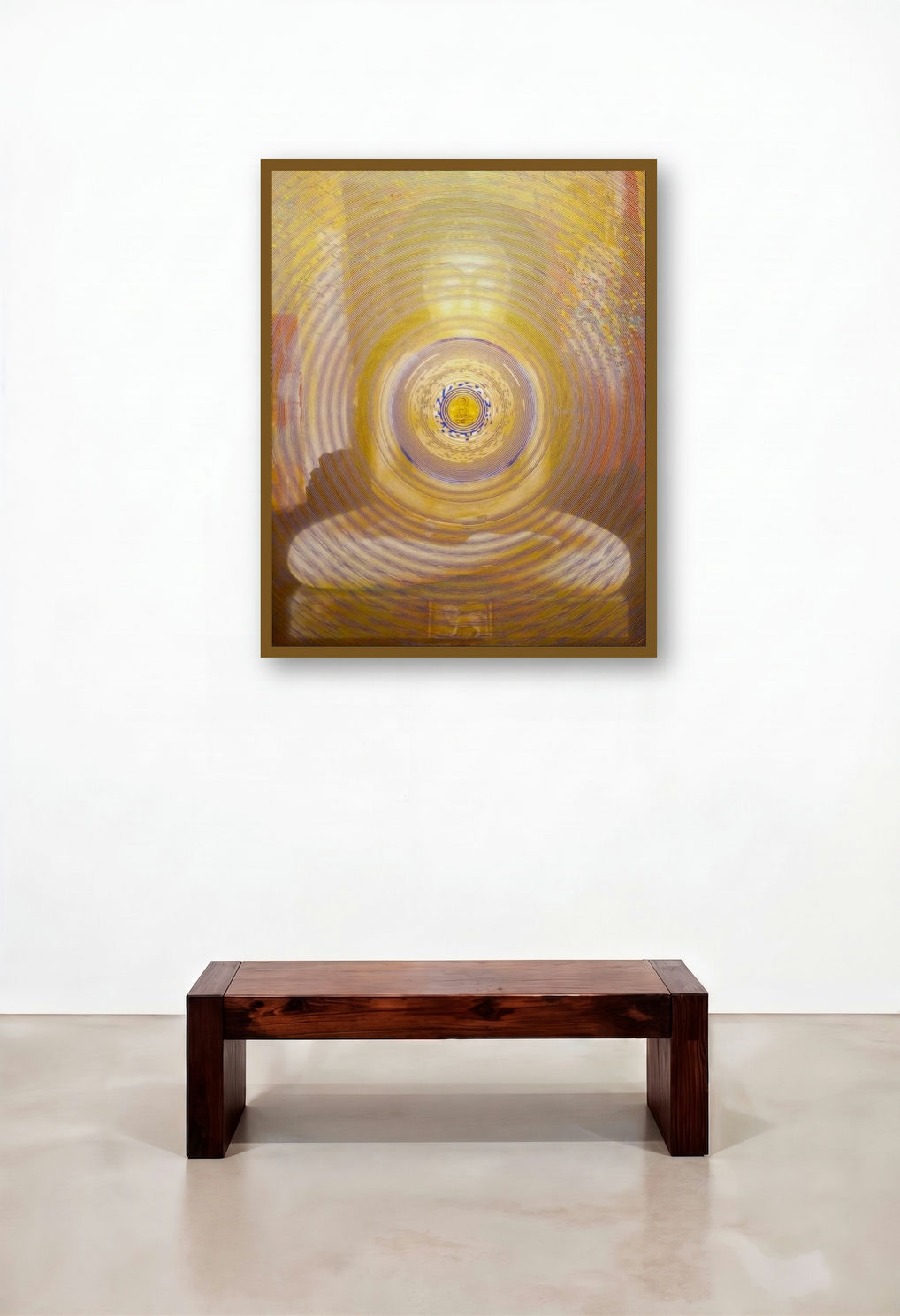 Golden Mahavir Ji (Golden Radiance) by artist Ghanshyam Gupta displayed in a Contemporary Home Office