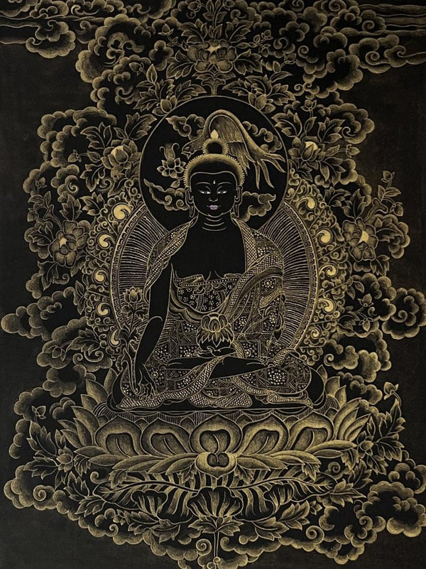 Golden Medicine Buddha by Aditi Agarwal | ArtZolo.com