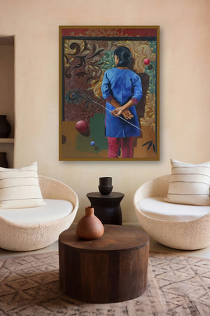 Golden Memories by artist Nitin Marde displayed in a Minimalist gallery