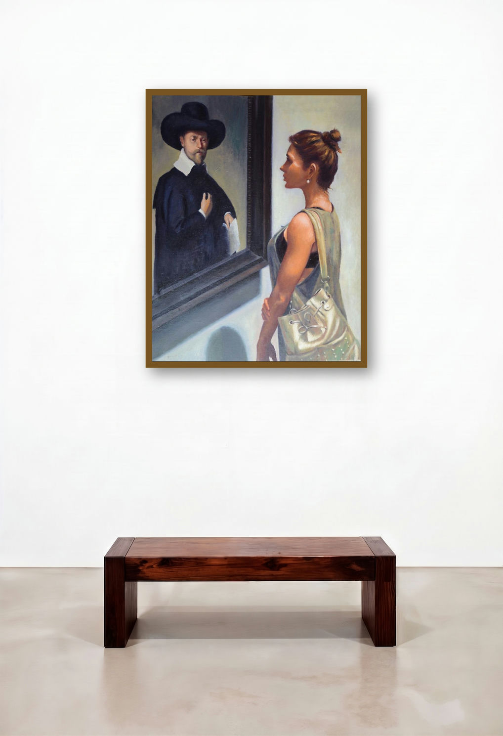 Golden Moment (Master Merchant of Haarlem) by artist Chaitan Bhosale displayed in a Industrial Dining Room